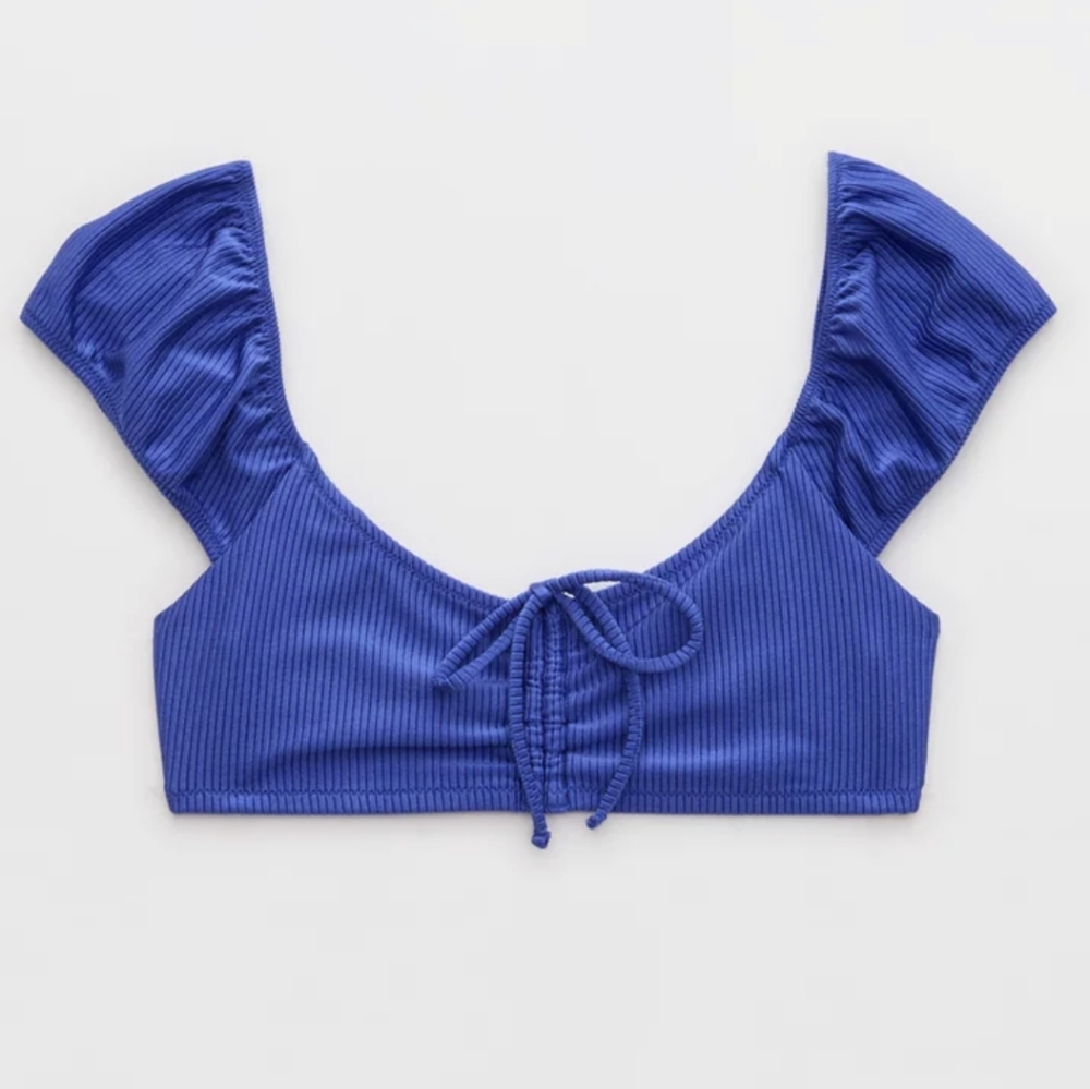 NWT Aerie Shine Rib Cropped Bikini Top